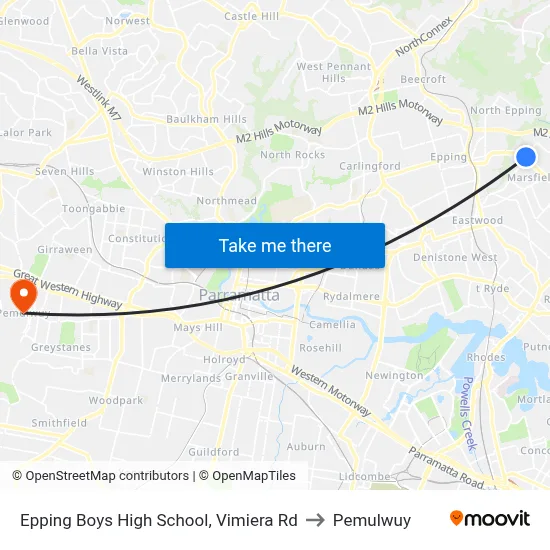 Epping Boys High School, Vimiera Rd to Pemulwuy map