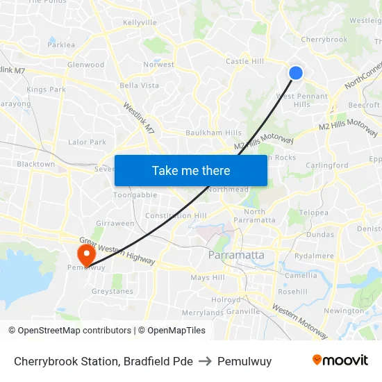 Cherrybrook Station, Bradfield Pde to Pemulwuy map