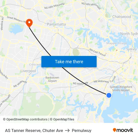 AS Tanner Reserve, Chuter Ave to Pemulwuy map