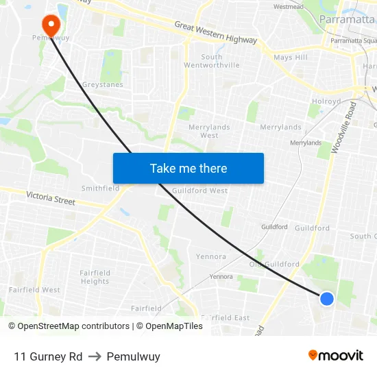 11 Gurney Rd to Pemulwuy map
