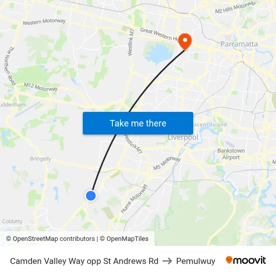 Camden Valley Way opp St Andrews Rd to Pemulwuy map
