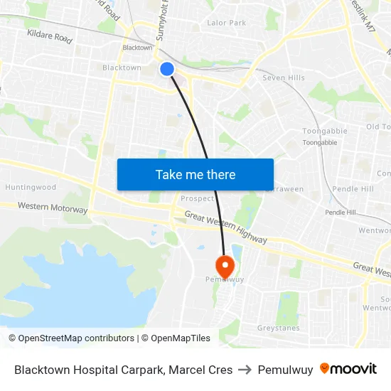 Blacktown Hospital Carpark, Marcel Cres to Pemulwuy map