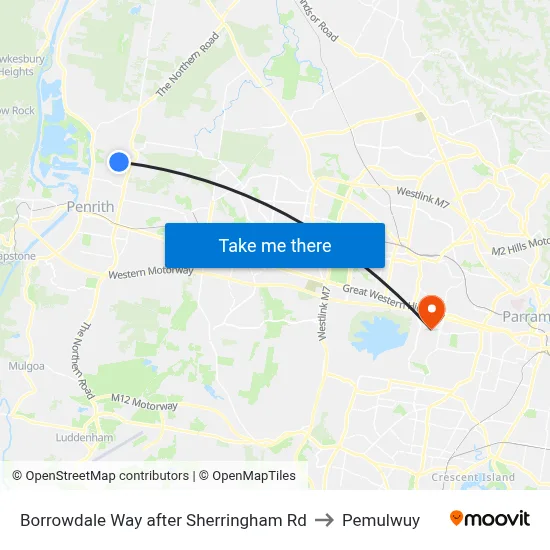 Borrowdale Way after Sherringham Rd to Pemulwuy map