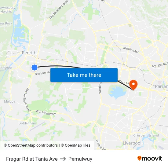 Fragar Rd at Tania Ave to Pemulwuy map