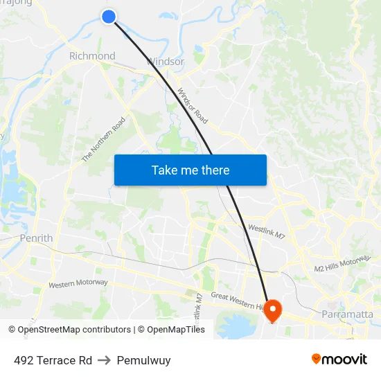 492 Terrace Rd to Pemulwuy map