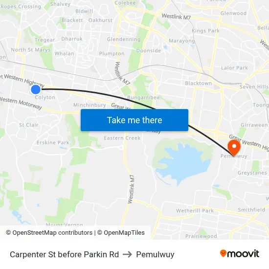 Carpenter St before Parkin Rd to Pemulwuy map