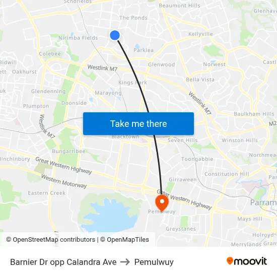 Barnier Dr opp Calandra Ave to Pemulwuy map