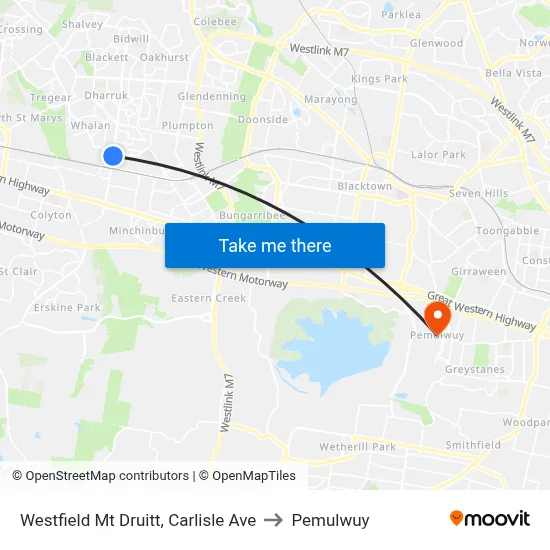 Westfield Mt Druitt, Carlisle Ave to Pemulwuy map