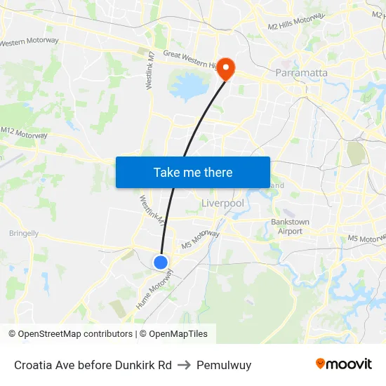 Croatia Ave before Dunkirk Rd to Pemulwuy map