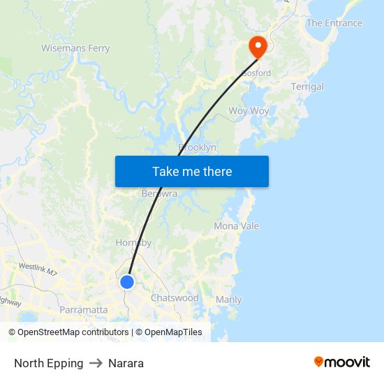 North Epping to Narara map