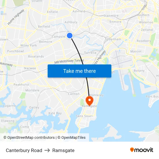 Canterbury Road to Ramsgate map