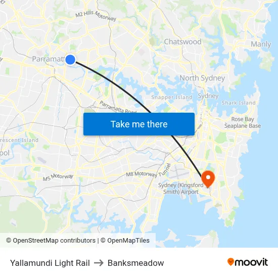 Yallamundi Light Rail to Banksmeadow map