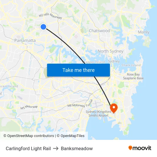 Carlingford Light Rail to Banksmeadow map
