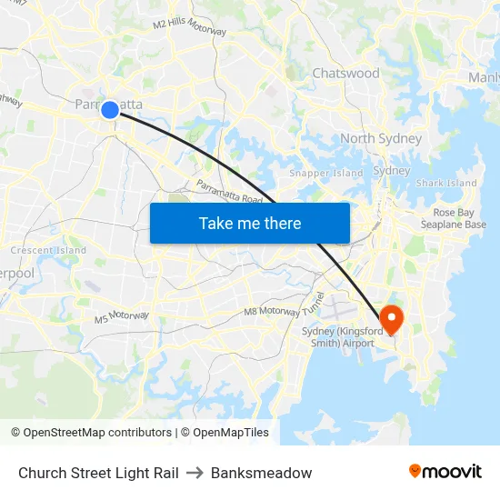 Church Street Light Rail to Banksmeadow map