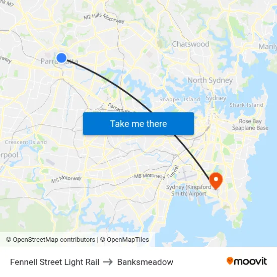 Fennell Street Light Rail to Banksmeadow map