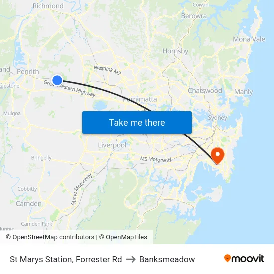 St Marys Station, Forrester Rd to Banksmeadow map
