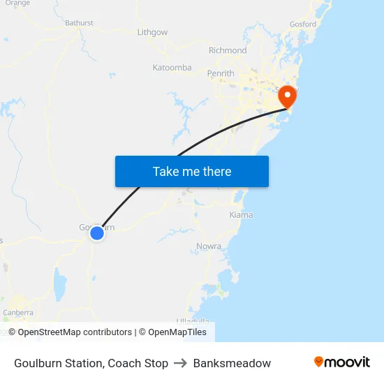 Goulburn Station, Coach Stop to Banksmeadow map