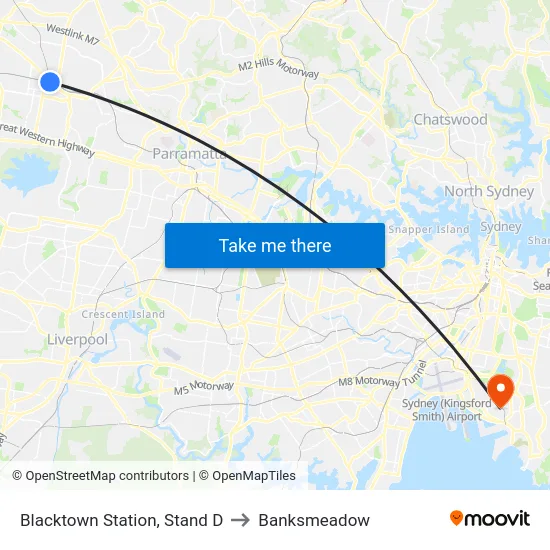 Blacktown Station, Stand D to Banksmeadow map