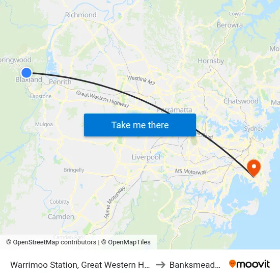 Warrimoo Station, Great Western Hwy to Banksmeadow map