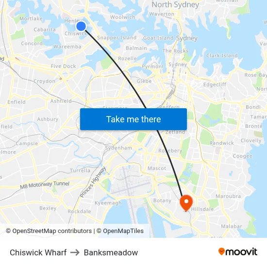 Chiswick Wharf to Banksmeadow map