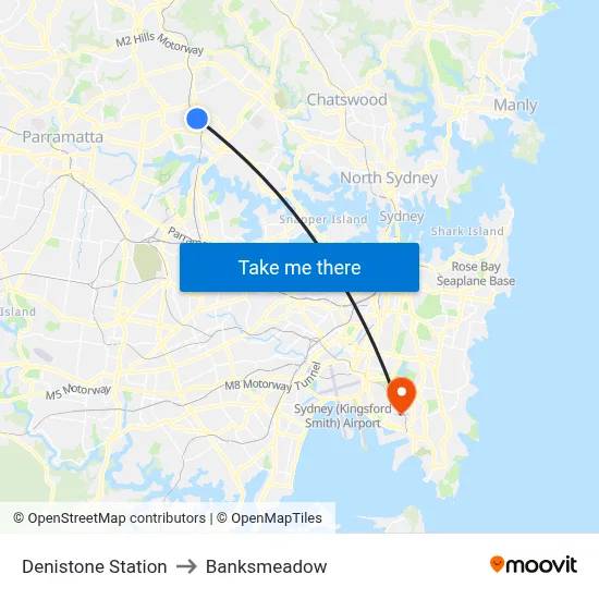 Denistone Station to Banksmeadow map