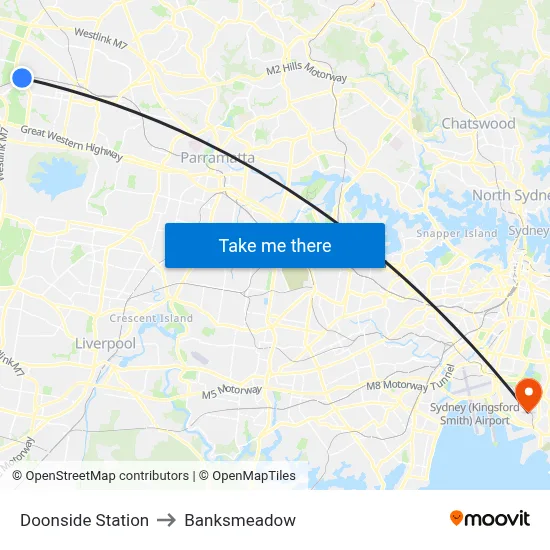 Doonside Station to Banksmeadow map