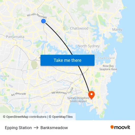 Epping Station to Banksmeadow map