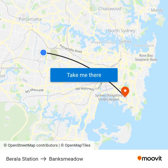 Berala Station to Banksmeadow map