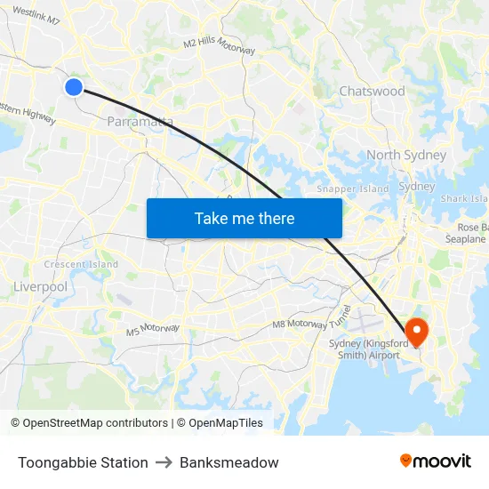Toongabbie Station to Banksmeadow map