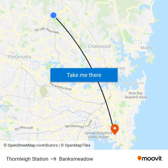 Thornleigh Station to Banksmeadow map