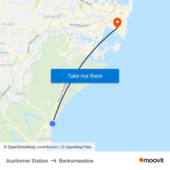 Austinmer Station to Banksmeadow map