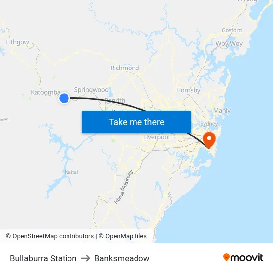 Bullaburra Station to Banksmeadow map