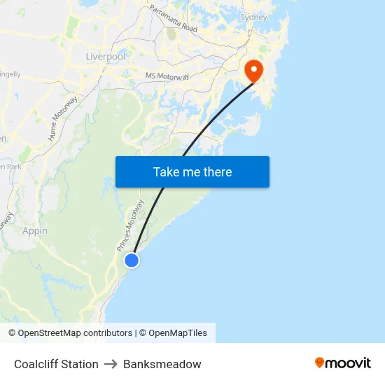 Coalcliff Station to Banksmeadow map