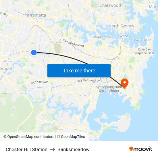Chester Hill Station to Banksmeadow map