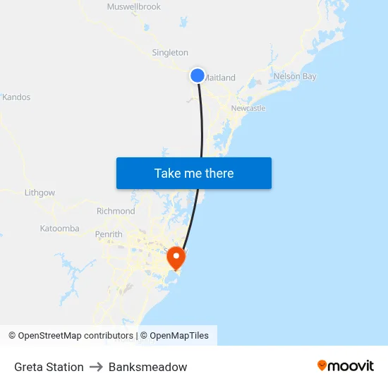 Greta Station to Banksmeadow map