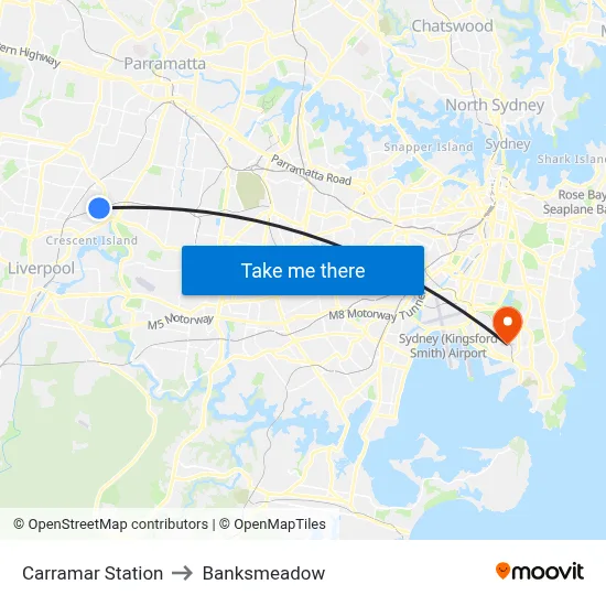 Carramar Station to Banksmeadow map