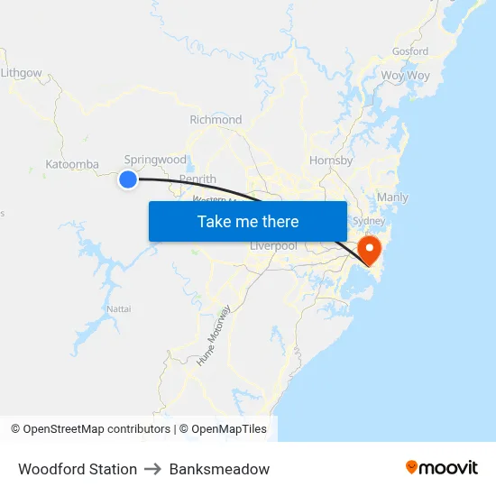 Woodford Station to Banksmeadow map
