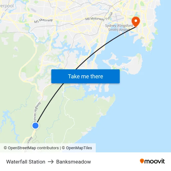 Waterfall Station to Banksmeadow map