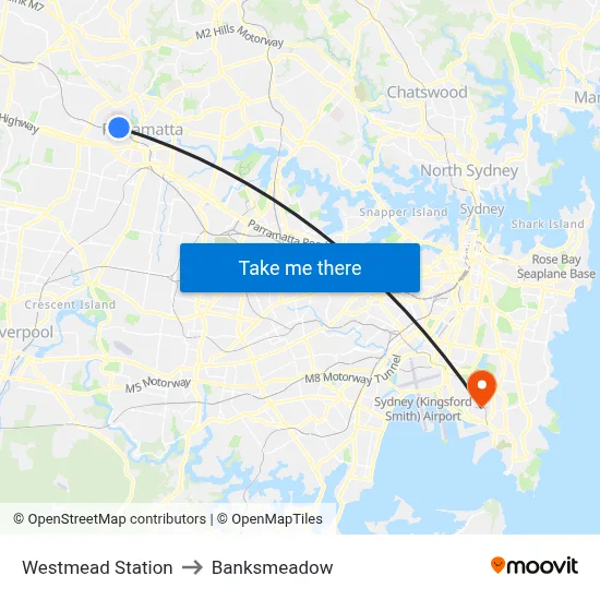 Westmead Station to Banksmeadow map