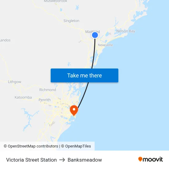 Victoria Street Station to Banksmeadow map