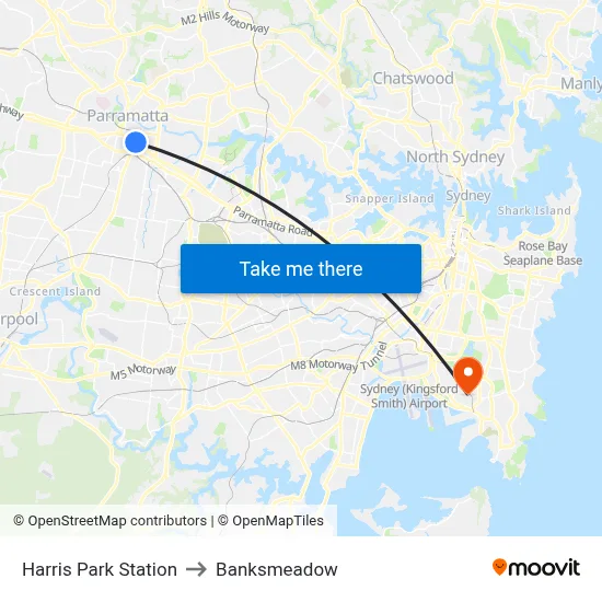 Harris Park Station to Banksmeadow map