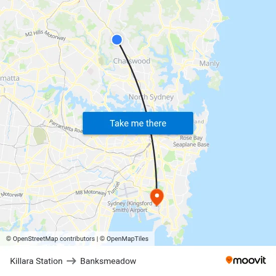 Killara Station to Banksmeadow map