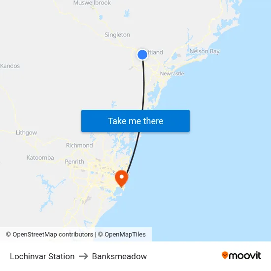 Lochinvar Station to Banksmeadow map