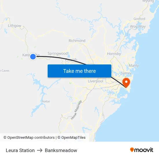 Leura Station to Banksmeadow map