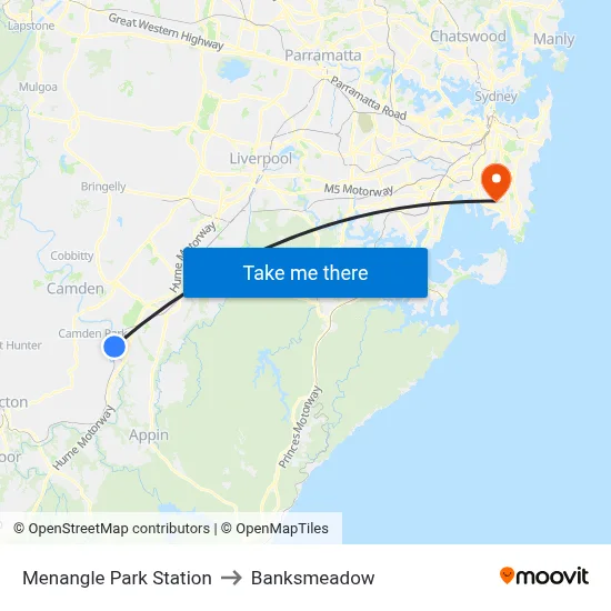 Menangle Park Station to Banksmeadow map