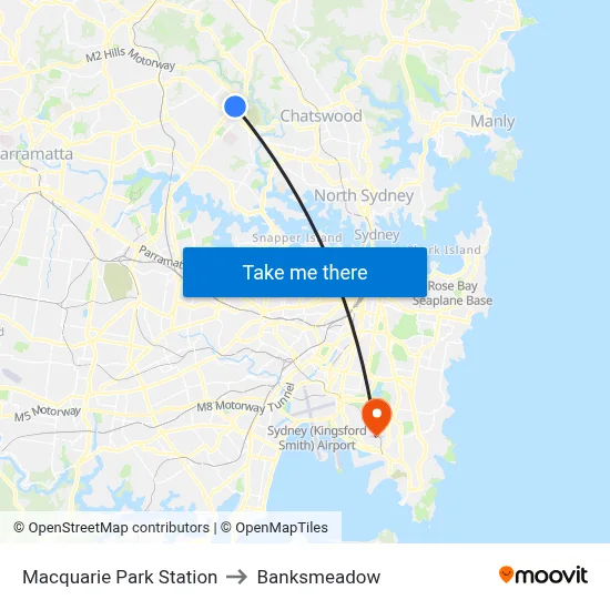 Macquarie Park Station to Banksmeadow map