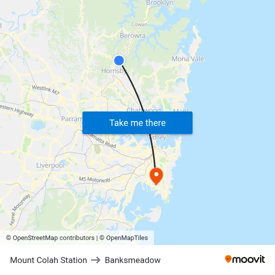 Mount Colah Station to Banksmeadow map