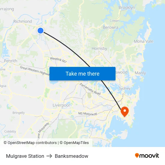Mulgrave Station to Banksmeadow map