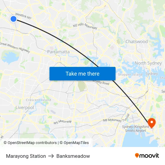 Marayong Station to Banksmeadow map
