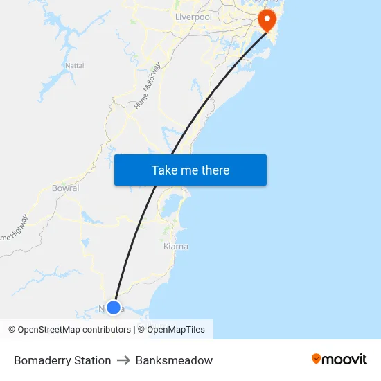 Bomaderry Station to Banksmeadow map